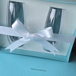 Tiffany & Co. Crystal Juice Glasses with White Ribbon